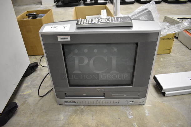 Toshiba MW14F51 TV With VHS and DVD Player. Comes With Remote (Main Building) - Image 1 of 4