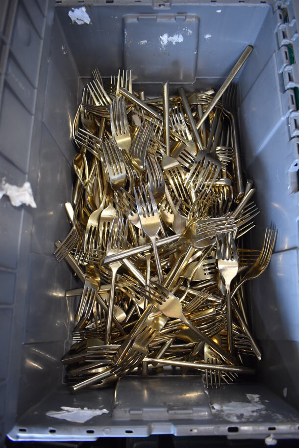 PALLET LOT of Various Gray Poly Bins of Various Silverware Including Forks and Spoons - Image 6 of 9