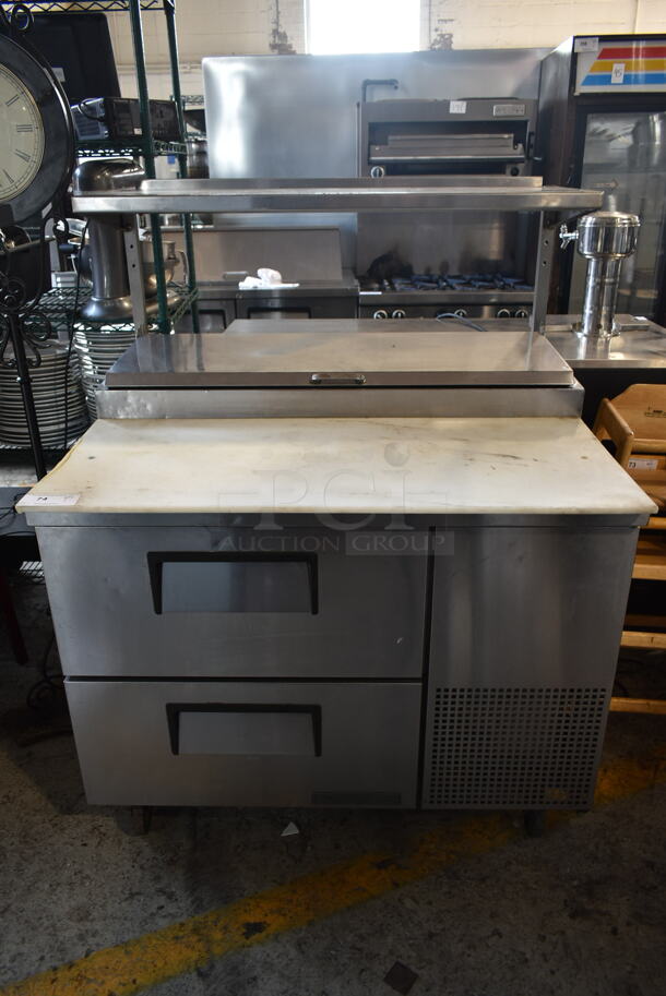 2016 True TPP-44D-2 Stainless Steel Commercial Pizza Prep Table w/ 2 Drawers on Commercial Casters. 115 Volts, 1 Phase. Tested and Powers On But Does Not Get Cold - Image 1 of 9