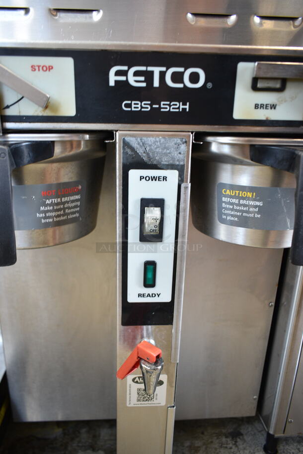 Fetco CBS-52H15 Stainless Steel Commercial Countertop Double Coffee Machine w/ Hot Water Dispenser and 2 Metal Brew Baskets. 120/208-240 Volts, 1 Phase.  - Image 2 of 7