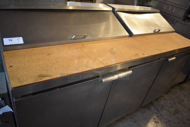 Continental SW72 Stainless Steel Commercial Sandwich Salad Prep Table Bain Marie Mega Top on Commercial Casters. 115 Volts, 1 Phase. 72x32x42.5. Tested and Working! - Image 3 of 10