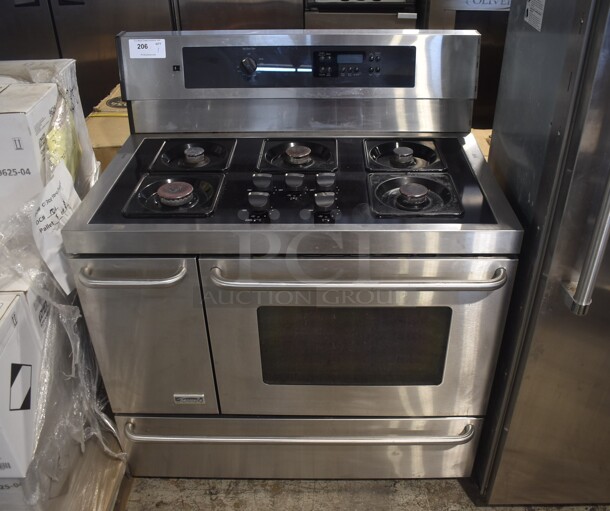Kenmore Stainless Steel Commercial Propane Gas Powered 5 Burner Range w/ Oven and Drawer.