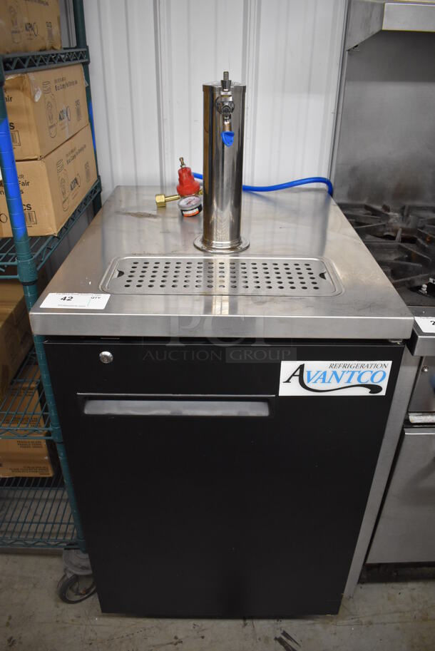 Avantco 178UDD1HC Stainless Steel Commercial Direct Draw Kegerator w/ Beer Tower and Coupler on Commercial Casters. 115 Volts, 1 Phase. 23.5x30.5x51. Tested and Working!