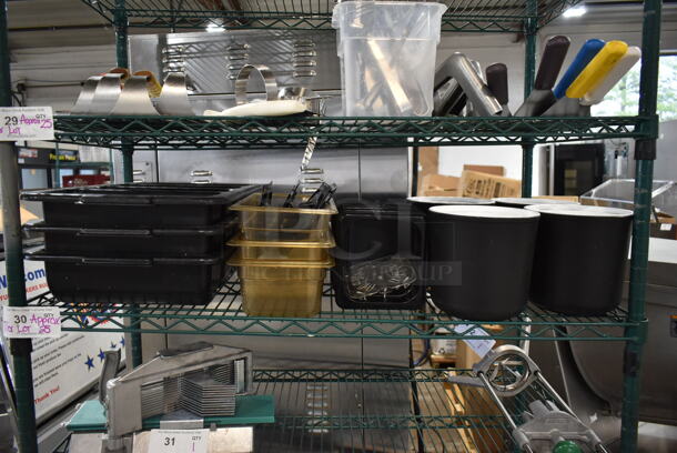 ALL ONE MONEY! TIER LOT of Various Items Including Poly Drop In Bins and Round Cylindrical Insulated Bins