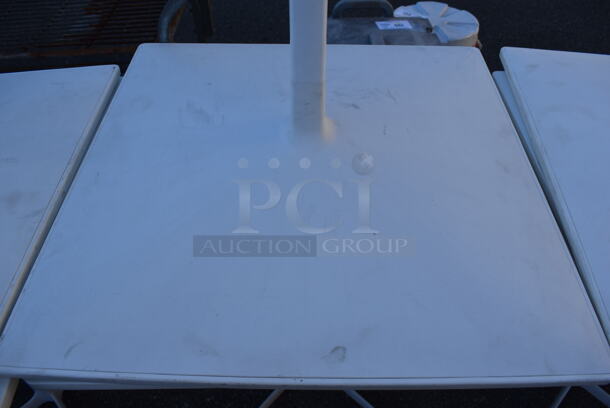 4 White Dining Height Tables on White Table Base. Stock Picture - Cosmetic Condition May Vary. 27.5x27.5x29. 4 Times Your Bid! - Image 7 of 8