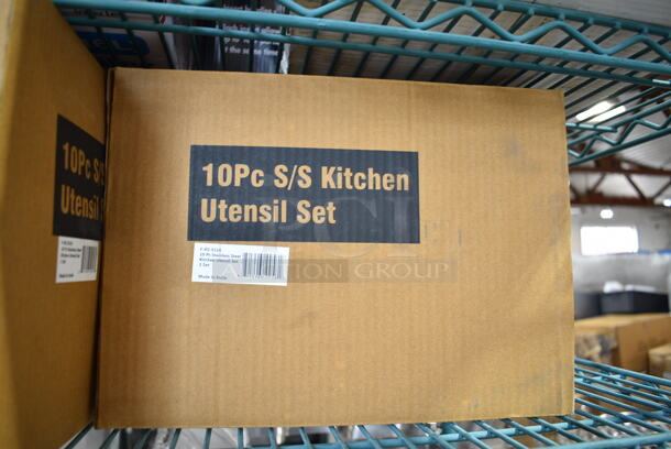 6 BRAND NEW IN BOX! F-KS-S510 Stainless Steel Utensil Set; Kitchen Tool Holder, Measuring Bowl, Salt and Pepper Set, Whisk, 2 Way Grater, Ladle, Skimmer, Basting Spoon, Slot Turner. 6 Times Your Bid!  - Image 4 of 5
