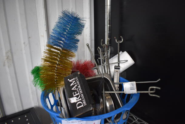 ALL ONE MONEY! Lot of Various Items Including Metal Pieces and Duster in Blue Poly Hamper! - Image 2 of 3