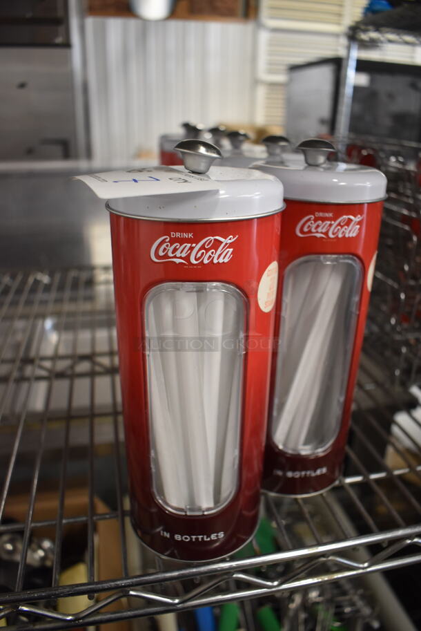 7 Coca Cola Metal Straw Holders. 3.5x3.5x9. 7 Times Your Bid!