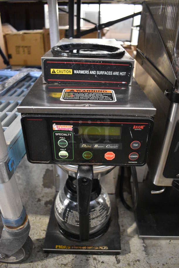 2016 Bunn Model AXIOM-35-2 Stainless Steel Commercial Countertop 2 Burner Coffee Machine w/ Metal Brew Basket and Coffee Pot. 120/208-240 Volts, 1 Phase. 8x18x19 - Image 1 of 5