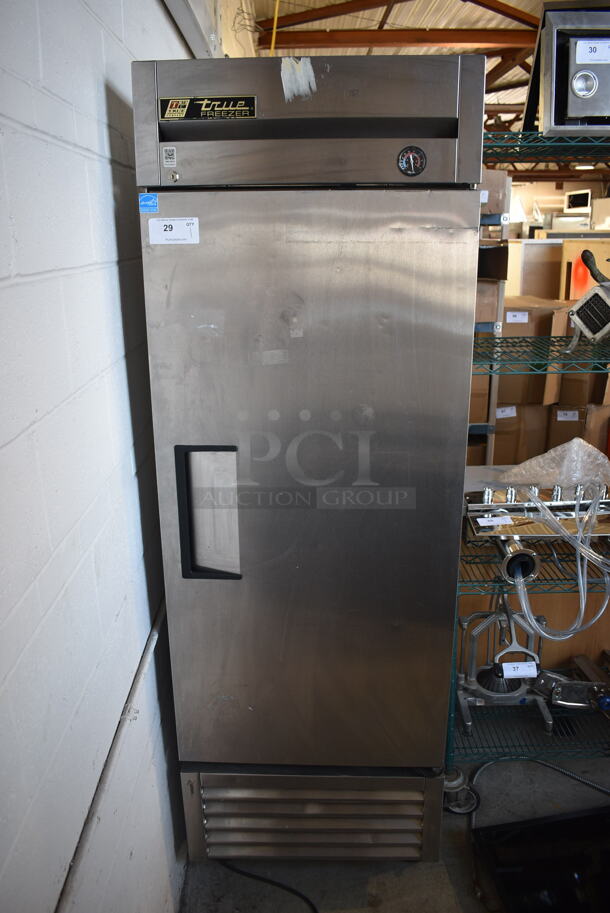 2013 True T-23F ENERGY STAR Stainless Steel Commercial Single Door Reach In Freezer w/ Poly Coated Racks on Commercial Casters. 115 Volts, 1 Phase. Tested and Powers On But Does Not Get Cold