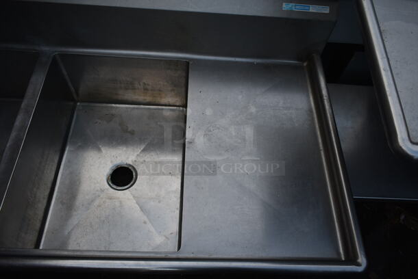 Stainless Steel Commercial 3 Bay Sink w/ Dual Drain Boards, Handles, Faucet and Spray Nozzle Attachment. No Legs. Bays 20x28. Drain Boards 18.5x20 - Image 2 of 6
