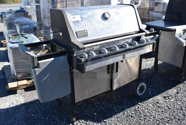 Weber Summit Gold Metal Outdoor Propane Gas Powered Grill w/ Right Side Single Burner Range. 68x26x46