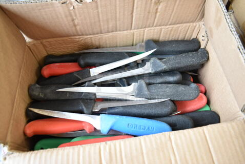 65 SHARPENED Stainless Steel Knives Including Boning/Fillet Knives. 65 Times Your Bid! 