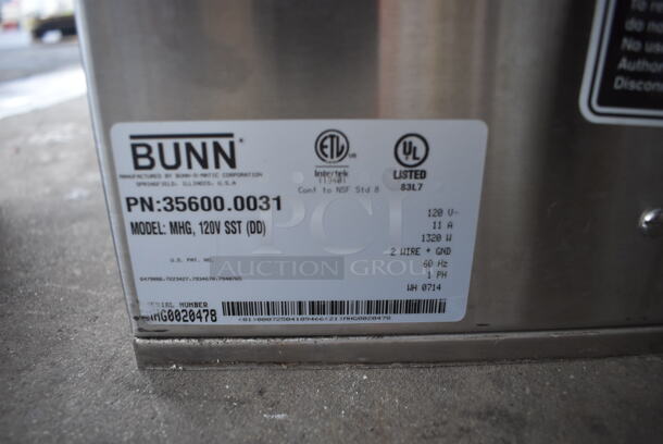 2014 Bunn MHG Stainless Steel Commercial Countertop 2 Hopper Coffee Bean Grinder. 120 Volts, 1 Phase. 9x17x29. Tested and Working! - Image 5 of 6