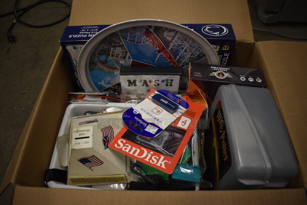 ALL ONE MONEY! Lot of Various Items Including USB Drive, Mash DVD Set, Continental Bank Piggy Bank, Hershey Park Metal Tray and Harry Potter Lunchbox! - Image 1 of 4