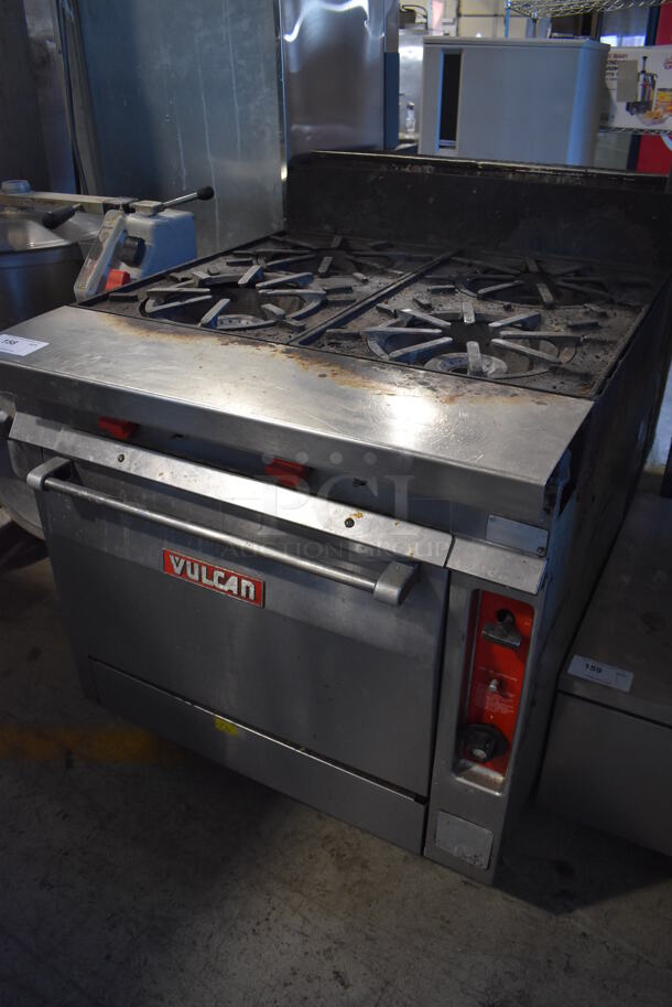 Vulcan GH45 Stainless Steel Commercial Propane Gas Powered 4 Burner Range w/ Oven on Commercial Casters. 50,000 BTU. 36x38x43 - Image 3 of 7