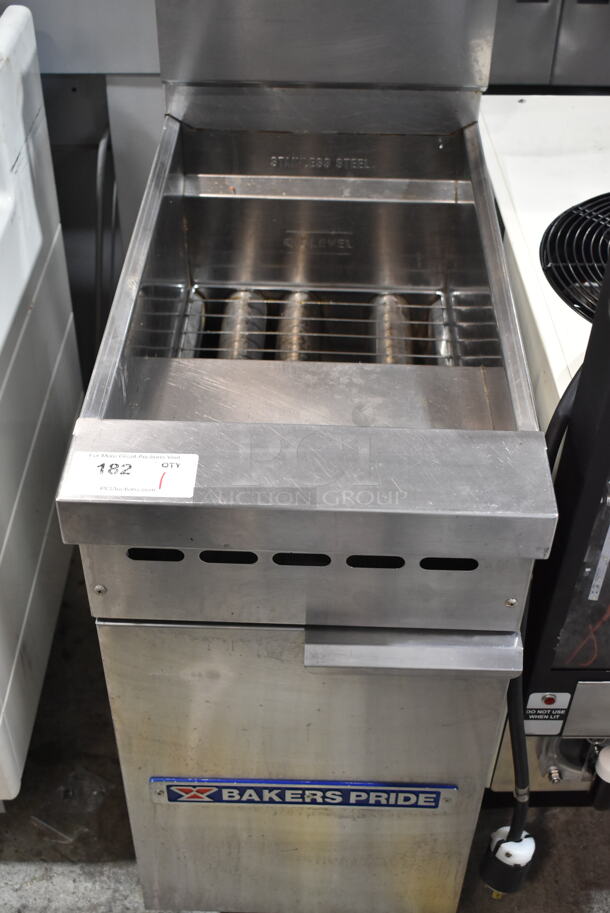Bakers Pride BPF-4050N Stainless Steel Commercial Floor Style Natural Gas Powered Deep Fat Fryer. 