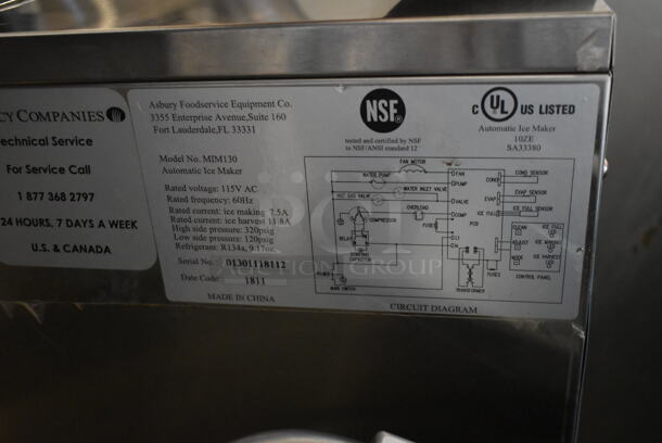 2018 Maxx Cold MIM130 Stainless Steel Commercial Self Contained Undercounter Ice Machine. 115 Volts, 1 Phase. - Image 5 of 5