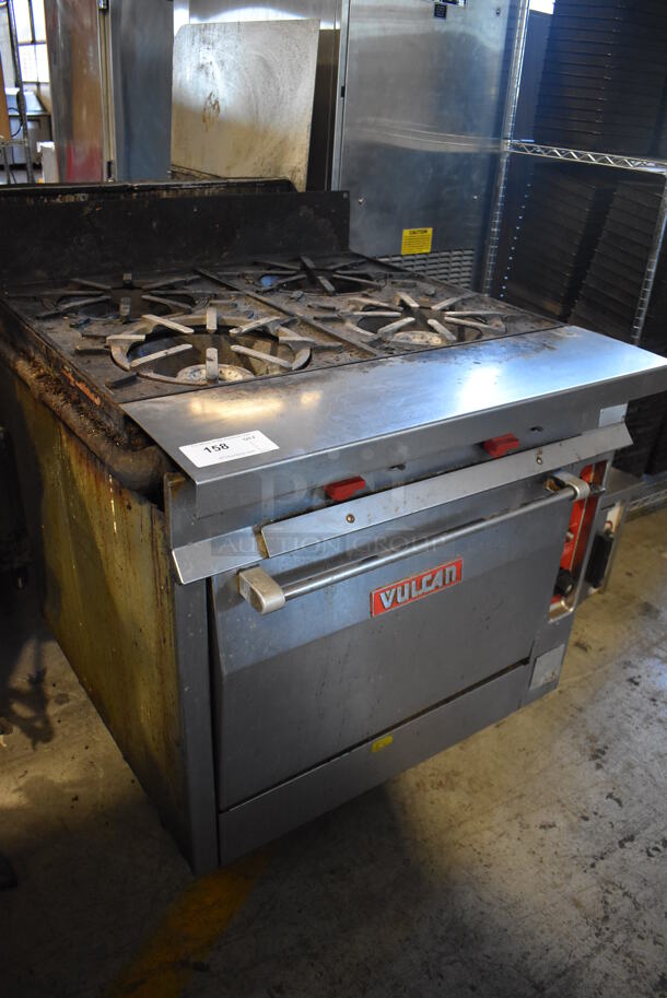 Vulcan GH45 Stainless Steel Commercial Propane Gas Powered 4 Burner Range w/ Oven on Commercial Casters. 50,000 BTU. 36x38x43 - Image 7 of 7
