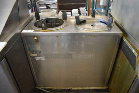 Stainless Steel Commercial 2 Well Plate Return on Commercial Casters. 35.5x17.5x40. Cannot Test Due To Cut Power Cord