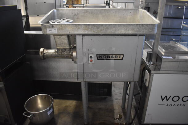 Hobart 4146 Metal Commercial Floor Style Meat Grinder w/ Tray. 200 Volts, 3 Phase. 55x27x63
