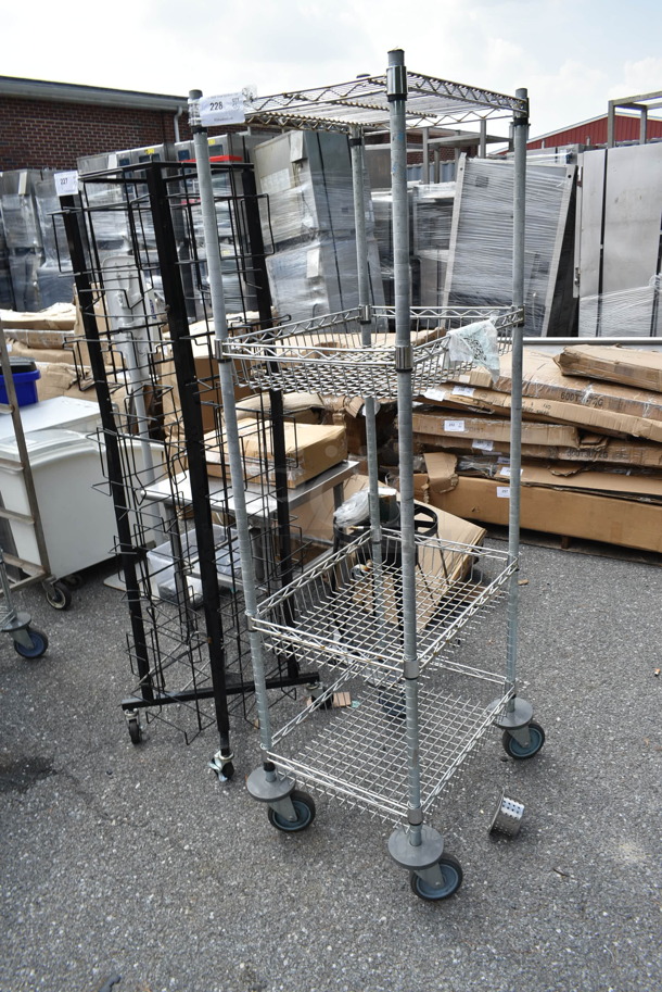 Chrome Finish 4 Tier Wire Shelving Unit on Commercial Casters.  - Image 2 of 3