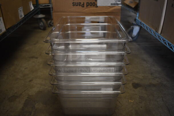 ALL ONE MONEY! Lot of 6 BRAND NEW IN BOX! Cambro Clear Poly 1/2 Size Drop In Bins. 1/2x6