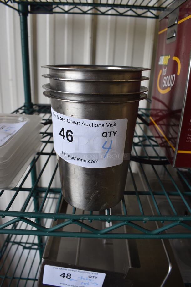 4 Stainless Steel Cups. 4.5x4.5x5. 4 6135-SUB - Image 1 of 2