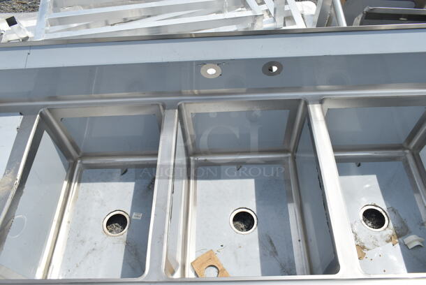 BRAND NEW SCRATCH AND DENT! Regency 600S31824224 Stainless Steel 3 Bay Sink w/ Dual Drain Boards. No Legs. Bays 18x24x14. Drain Boards 22x18 - Image 3 of 4
