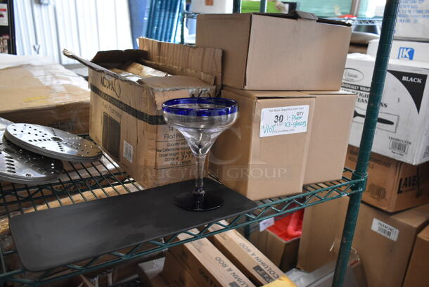 ALL ONE MONEY! Lot of 3 Boxes of 2 Margarita Glasses and Box of 6 Acopa 14
