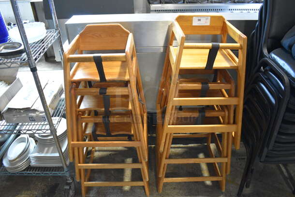 6 Wooden High Chairs. 19x20x29. 6 Times Your Bid!