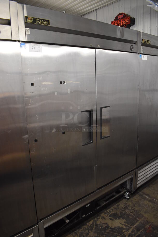 2013 True T-49F ENERGY STAR Stainless Steel Commercial 2 Door Reach In Freezer w/ Poly Coated Racks on Commercial Casters. 115 Volts, 1 Phase. 54x30x83. Tested and Working! - Image 2 of 6