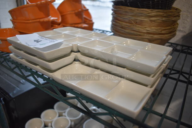 16 White Ceramic 3 Compartment Dishes. 6x2.5x1. 16 Times Your Bid! - Image 2 of 4