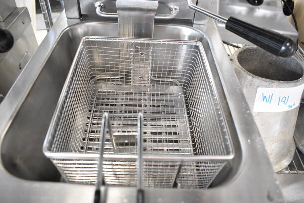 BRAND NEW SCRATCH AND DENT! 2024 Crosson EF-6V Stainless Steel Commercial Countertop Electric Powered Fryer w/ Metal Fry Basket and Lid. 120 Volts, 1 Phase. - Image 5 of 8