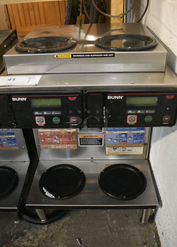 2013 Bunn Model AXIOM 2/2 TWIN Stainless Steel Commercial Countertop 4 Burner Coffee Machine. 120/208-240 Volts, 1 Phase. 16x18x23