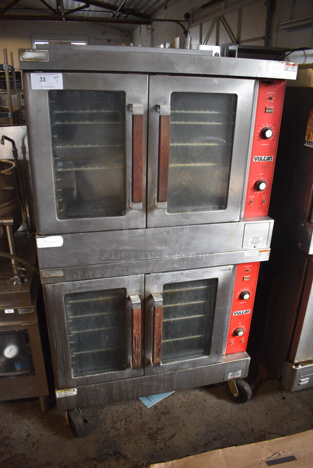 Vulcan Commercial Stainless Steel Double Stack Electric Powered Convection Oven With Stainless Steel Shelves on Commercial Casters. 208-240V/1 Phase 2 Times Your Bid!