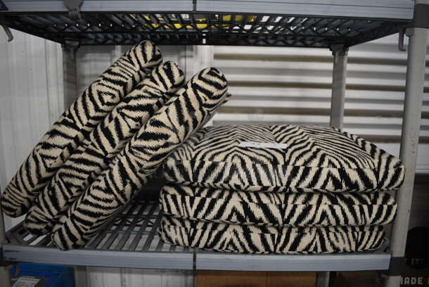 6 Black and White Zebra Striped Pattern Outdoor Seat Cushions. 19x18x2. 6 Times Your Bid! - Image 3 of 3