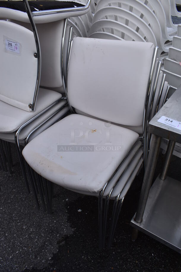 30 White Dining Chairs on Chrome Finish Legs. 20x19x34. 30 Times Your Bid! - Image 2 of 6