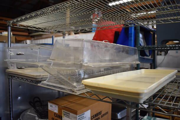 ALL ONE MONEY! Tier Lot of 5 Poly Clear Dome Covers and 4 Trays