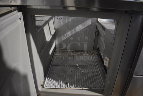 Randell 9050K-7M Stainless Steel Commercial Sandwich Salad Prep Table Bain Marie Mega Top w/ 2 Drawers, 2 Doors and Double Over Shelf on Commercial Casters. 115 Volts, 1 Phase. 84x33x68.5. Tested and Working! - Image 7 of 8