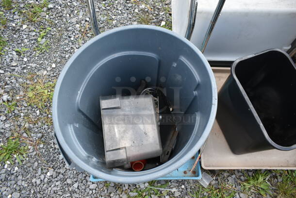 Dish Caddy Cart and Rubbermaid Brute Poly Trash Can. - Image 2 of 5