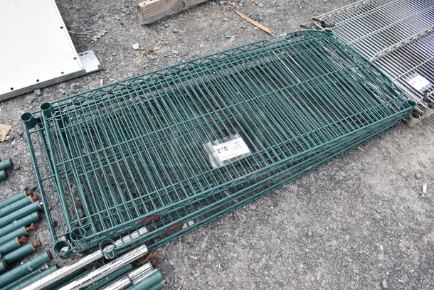 ALL ONE MONEY! Lot of 5 Green Finish Wire Shelves. Includes 42x18x1.5 - Image 2 of 3