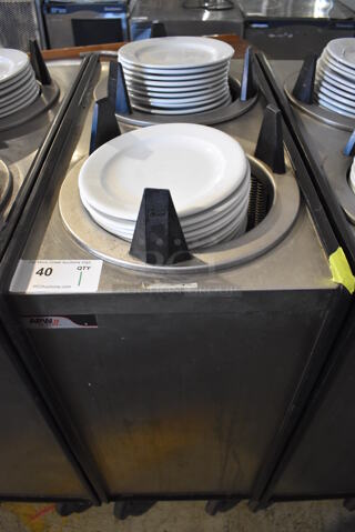 APW Wyott ML2-10 Stainless Steel Commercial 2 Well Plate Dispenser w/ 9" Plates on Commercial Casters. 15.5x301x42