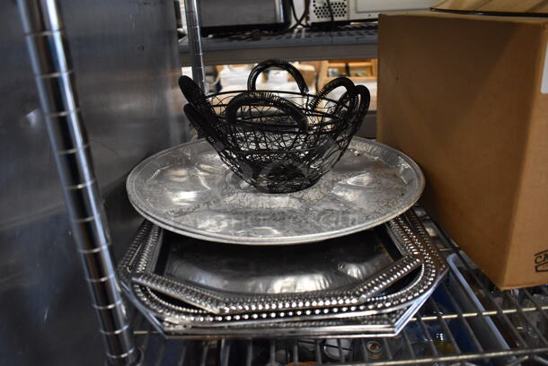ALL ONE MONEY! Tier Lot of Various Items Including Metal Trays, NEW Cambro Poly Thermal Servers and Cutting Boards - Image 6 of 7