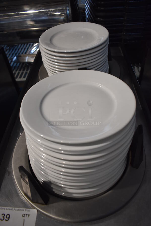 APW Wyott ML2-9-5P Stainless Steel Commercial 2 Well Plate Dispenser w/ 9" Plates on Commercial Casters. 15.5x30.5x45 - Image 5 of 7