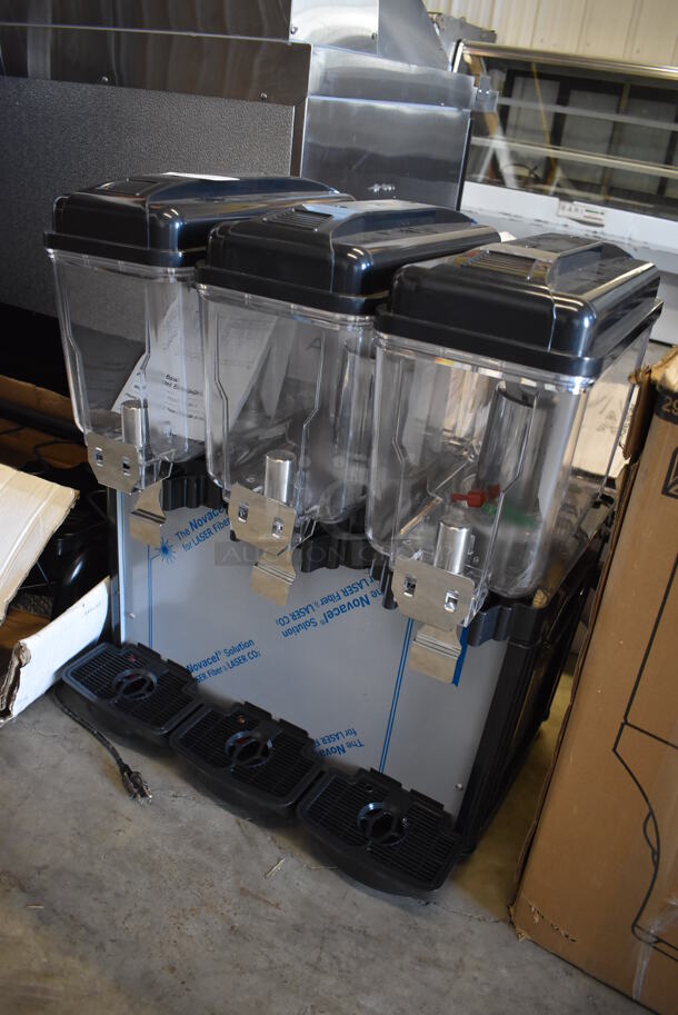 BRAND NEW SCRATCH AND DENT! Avantco COLDREAM 3M Stainless Steel Commercial Countertop 3 Hopper Refrigerated Beverage Machine. 120 Volts, 1 Phase. 23x16x27. Tested and Working! - Image 2 of 6