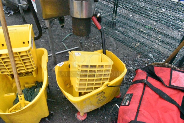 2 Yellow Poly Mop Bucket w/ Wringing Attachment on Commercial Casters. 2 Times Your Bid! - Image 2 of 10