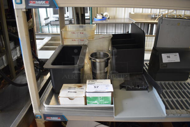 ALL ONE MONEY! Lot of Various Items Including Bin, Pitcher, Cambro 1/3 Size Drop In Bin and Black Multicompartment Bin!
