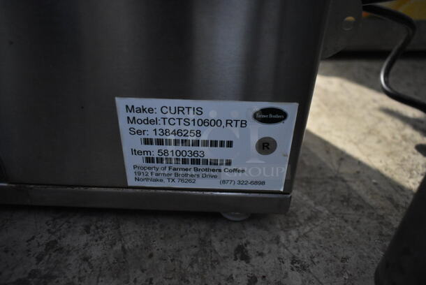 Curtis TCTS10600 Stainless Steel Commercial Countertop Iced Tea Machine w/ 2 Beverage Holder Dispensers and Poly Brew Basket.  - Image 7 of 7