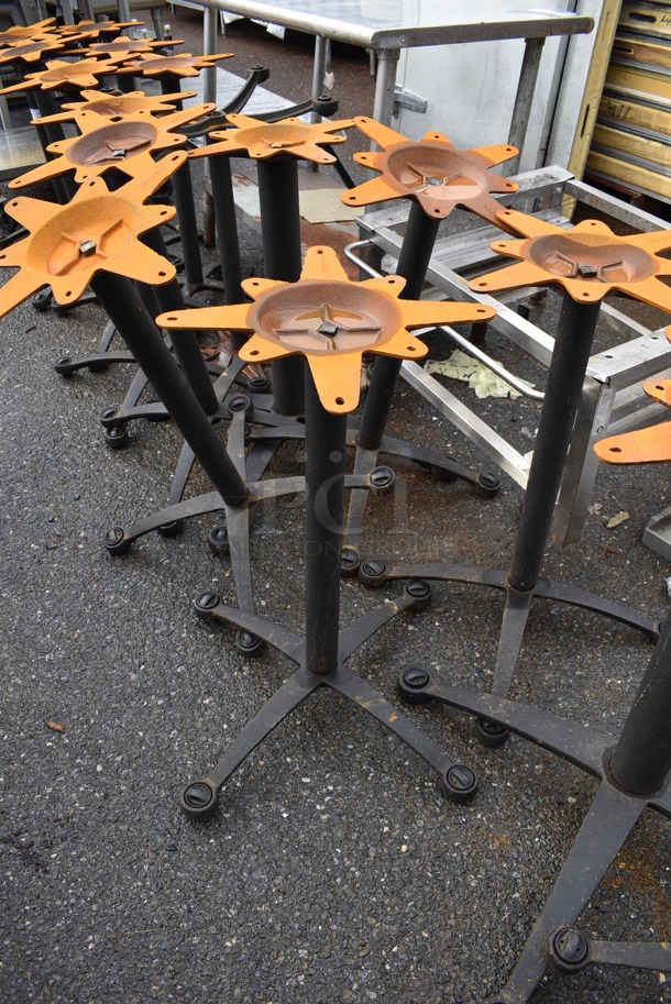 6 Metal Dining Height Table Bases. 25x25x28, 31x31x28. 6 Times Your Bid!